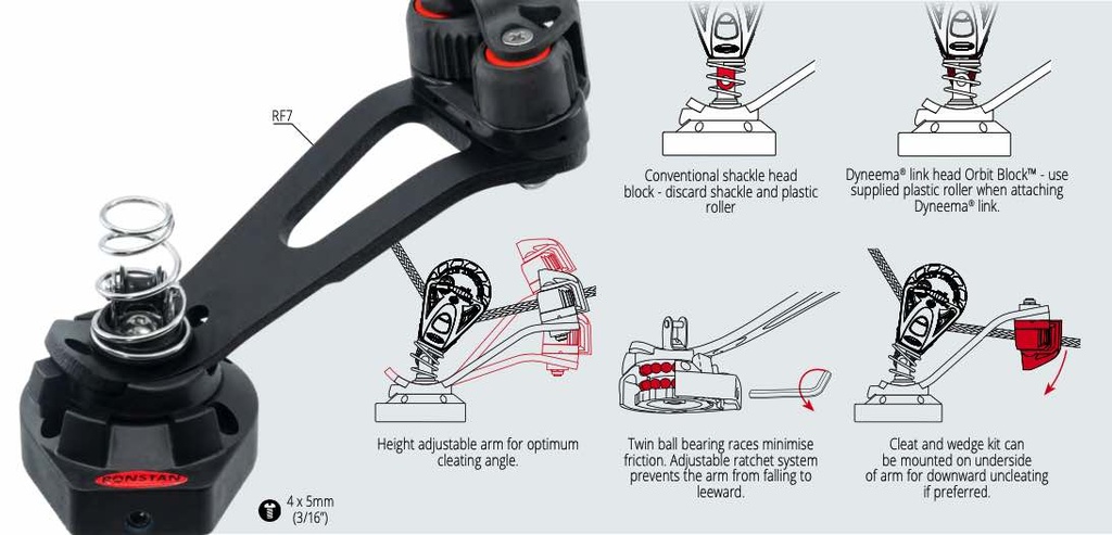 Ronstan Ball Bearing Swivel Cleat Base