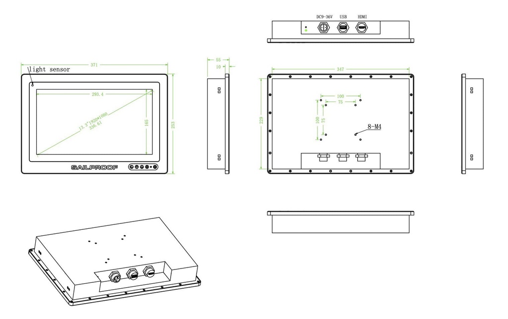 SailProof Marine Display 13.3" - IP67 Waterproof Touchscreen