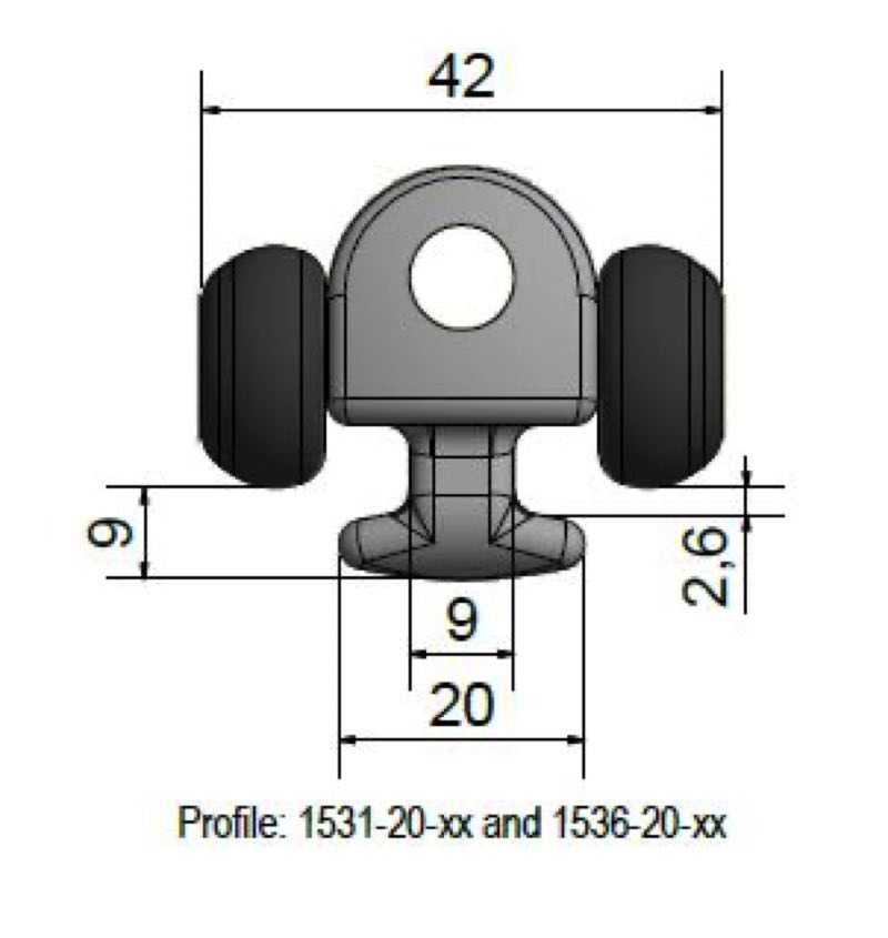 Rutgerson Battcar Slide with M10 Thread - 20mm x 19.5mm