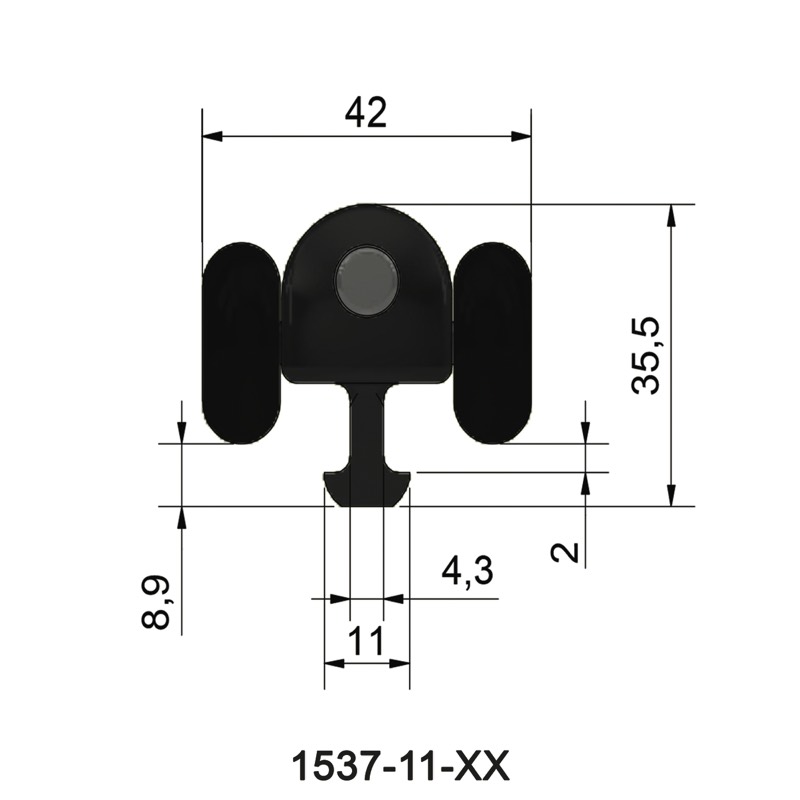 Rutgerson Battcar Slide with M10 Thread - 11mm x 24mm