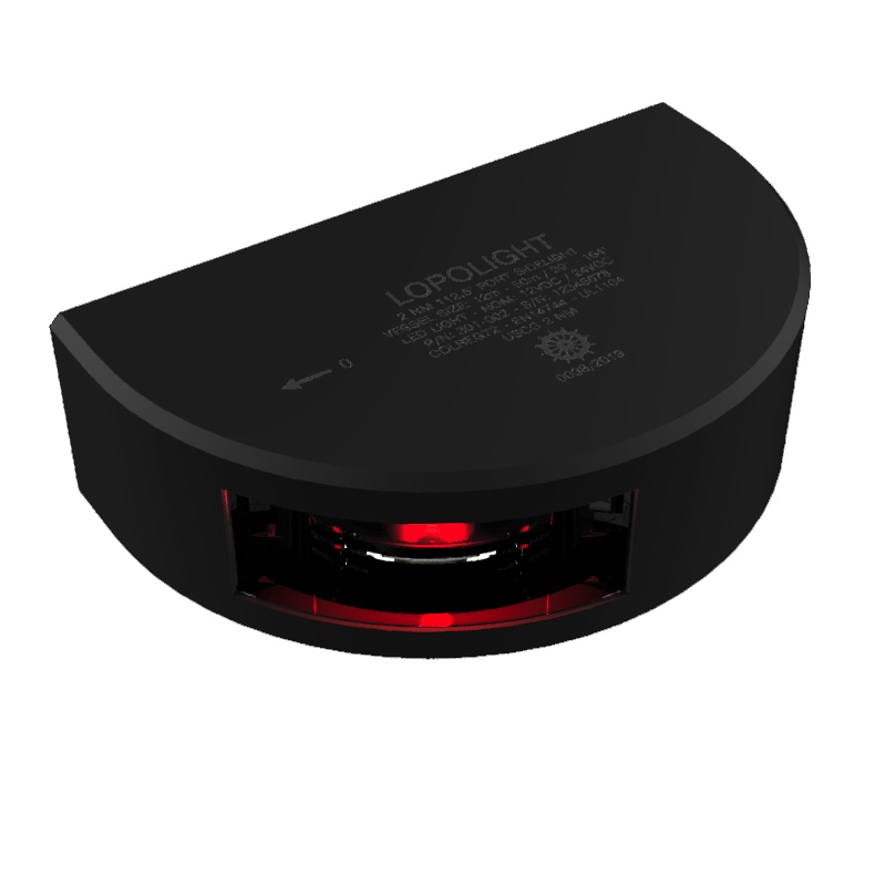 Lopolight 2nm 112.5° luz de costado de babor, montaje vertical w/cable de 2,5 metros