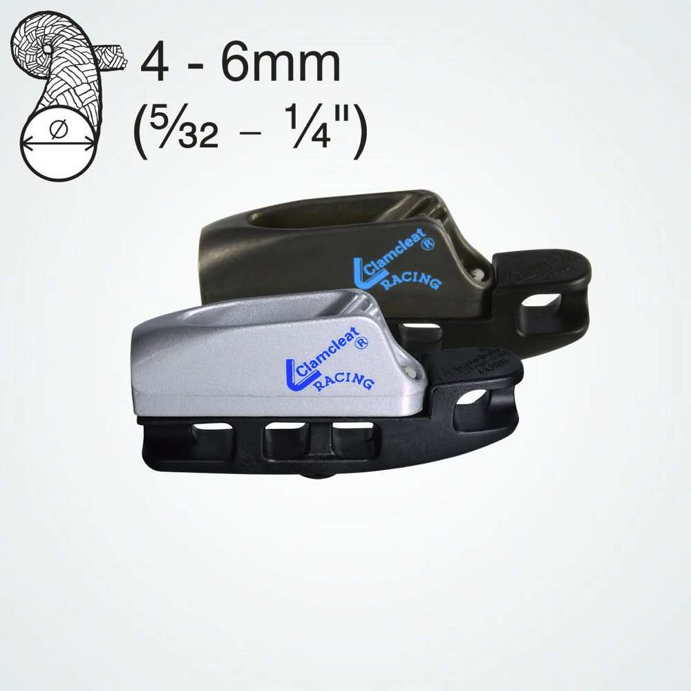Clamcleat CL826-11 Base Aero con strozzatore CL211 MK2 per cime da 4-6mm