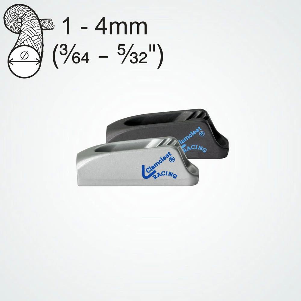 Clamcleat CL268 Racing Micros Taquet coinceur aluminium pour cordages de 1-4mm