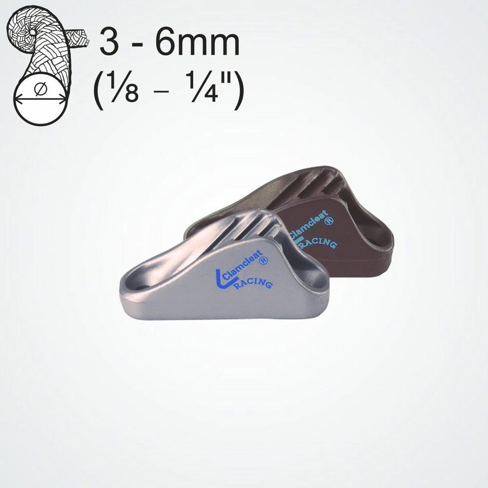Clamcleat CL222 Racing Mini Strozzatore in alluminio per cime da 3-6mm
