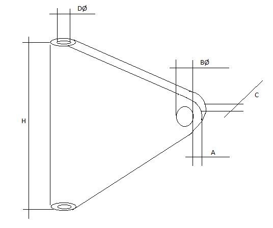 [SE-528-108] Selden Herraje de botavara Tgl H=60 W=20 (agujero Ø10) Al