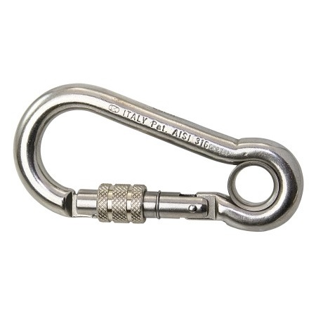 [KG-6310] KONG Gancio moschettone in acciaio inox con sicurezza a vite 100mm 