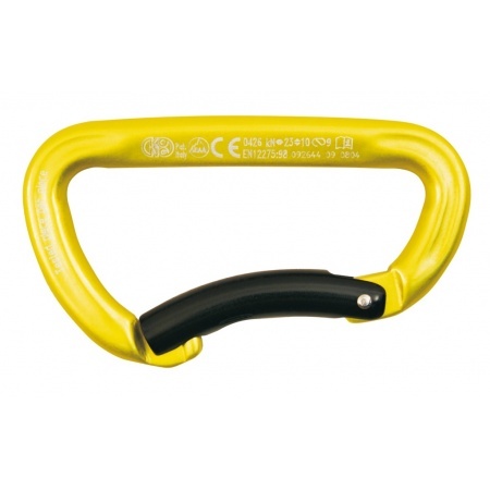 [KG-769CN0400] Kong Mosquetón de aluminio TRAPPER BENT GATE asimétrico Amarillo/Negro