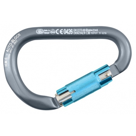 [KG-786DPB5VB] KONG Aluminium-Karabiner HMS AUTO BLOCK Grau/Weiß/Azur
