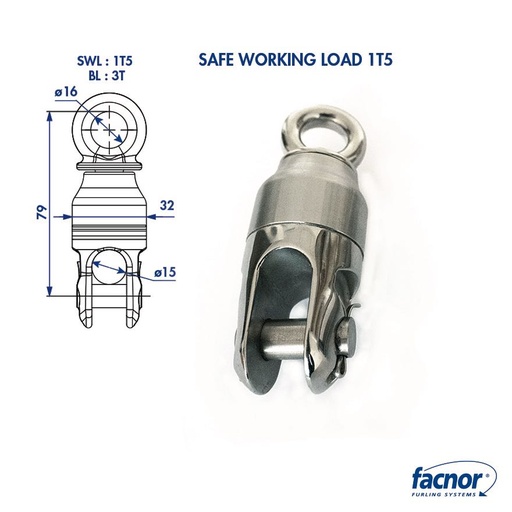 [F-ATS-43499001540] Facnor Giratorio Antitorsión para Driza - 1.5T