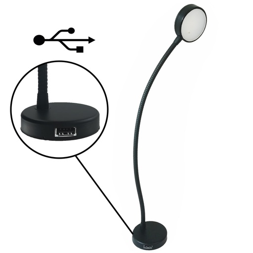 Mantagua GLENAN Lámpara de mesa de cartas - Base horizontal, USB A